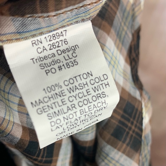 Nili Lotan Judith Mocha Plaid Cotton Button Down Shirt - Picture 10 of 12